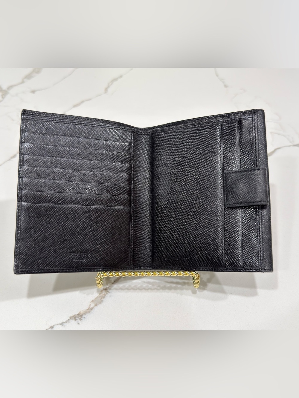 Prada Saffiano Leather Compact Trifold Wallet - Picture 3 of 6